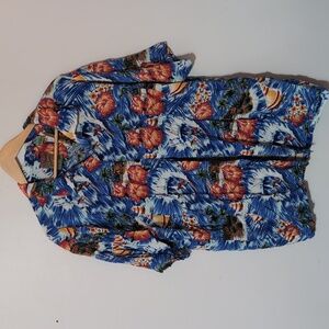 Vintage Pineapple Connections Hawaiian Tropical Palm Tree Surf Shirt